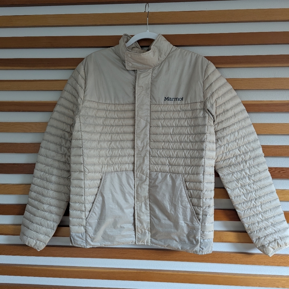 Marmot Hyperlite Puffer Jacket Beige Quilted Men's Small